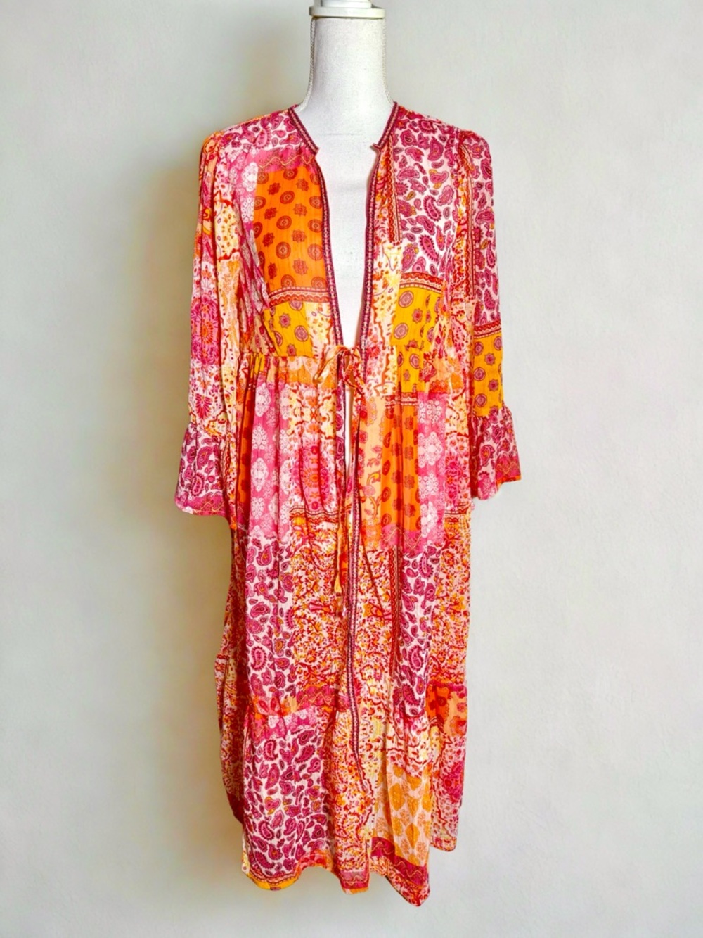 Umgee Multicolor Patchwork Duster Kimono Women Si… - image 1